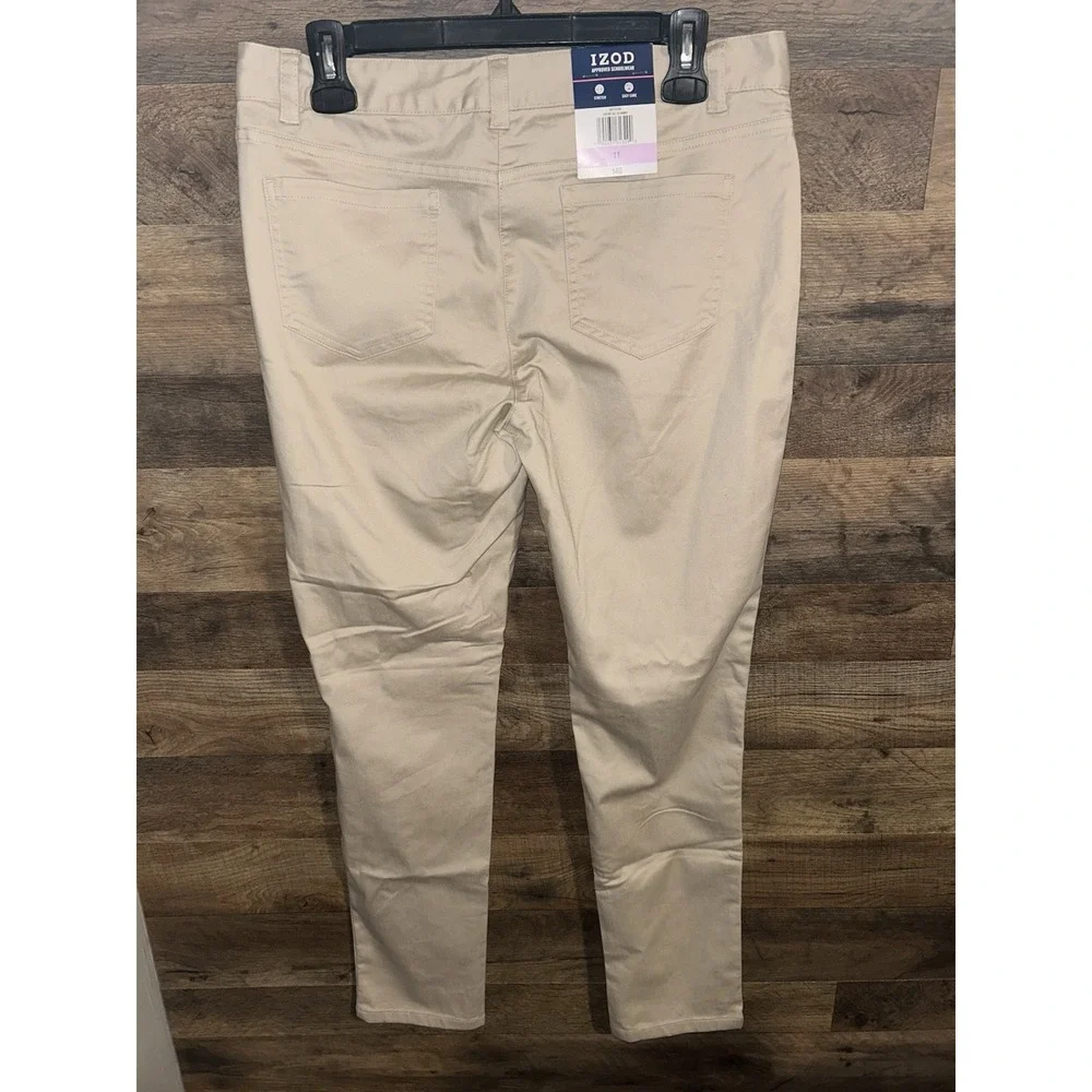 IZOD Juniors Girls Unisex Approved Schoolwear Uniform Khaki Pants Slacks Size 11